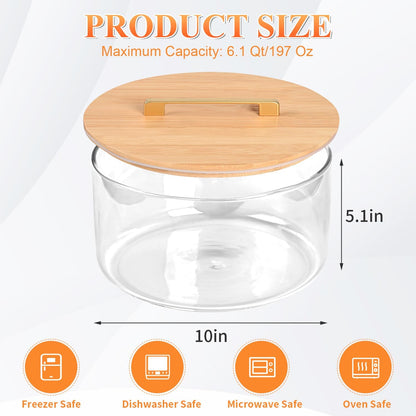 197 oz Large Glass Salad Bowl, 10 inch Trifle Bowl with Airtight Lid, Versatile Mixing and Serving Bowl for Salad, Cake, Dessert, Baking and Party Diy, Oven, Microwave & Dishwasher Safe