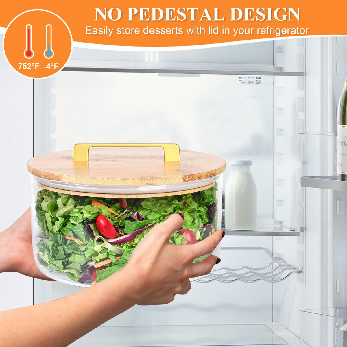 197 oz Large Glass Salad Bowl, 10 inch Trifle Bowl with Airtight Lid, Versatile Mixing and Serving Bowl for Salad, Cake, Dessert, Baking and Party Diy, Oven, Microwave & Dishwasher Safe