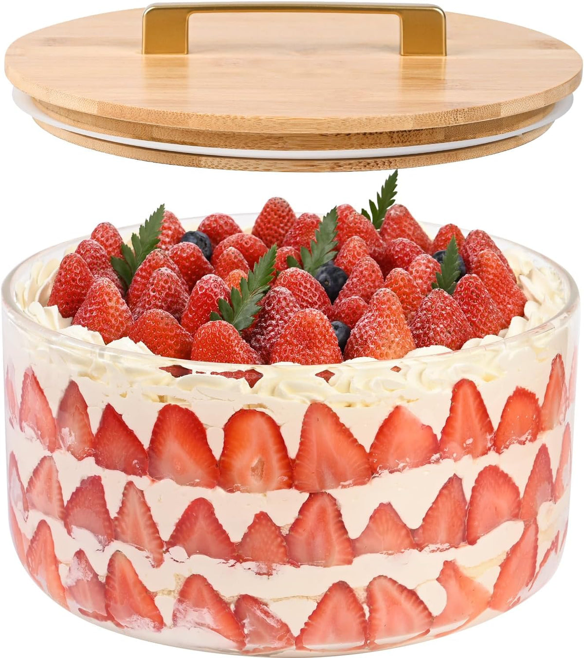 197 oz Large Glass Salad Bowl, 10 inch Trifle Bowl with Airtight Lid, Versatile Mixing and Serving Bowl for Salad, Cake, Dessert, Baking and Party Diy, Oven, Microwave & Dishwasher Safe