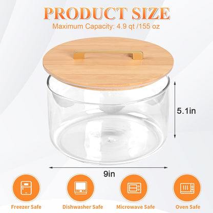 197 oz Large Glass Salad Bowl, 10 inch Trifle Bowl with Airtight Lid, Versatile Mixing and Serving Bowl for Salad, Cake, Dessert, Baking and Party Diy, Oven, Microwave & Dishwasher Safe