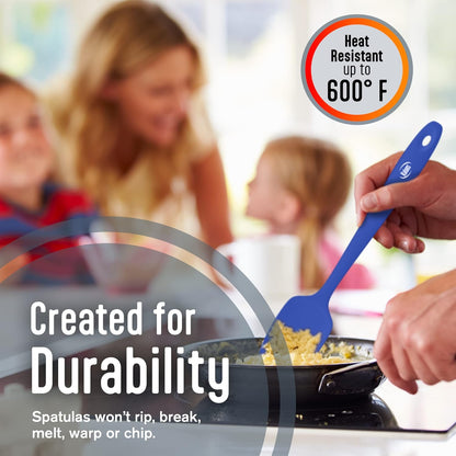Silicone Spatula Set, 4 Rubber Spatulas 600°F Heat Resistant, Nonstick Seamless Design with Stainless Steel Core, Dishwasher Safe, BPA free, Bonus Tongs Included