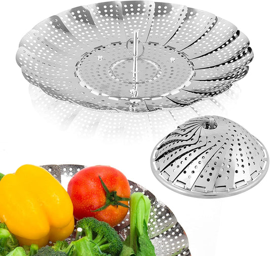 Vegetable Steamer Basket, Premium Stainless Steel Veggie Steamer Basket - Folding Expandable Steamers to Fits Various Size Pot Small (5.5" to 9.2")