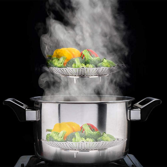 Vegetable Steamer Basket, Premium Stainless Steel Veggie Steamer Basket - Folding Expandable Steamers to Fits Various Size Pot Small (5.5" to 9.2")