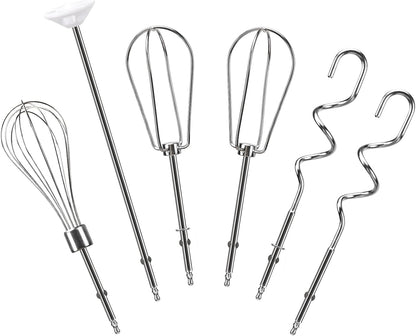 Hand Mixer Beaters Replacement for Cuisinart CHM Series, Stainless Steel Beater, Whisk, Dough Hook, Blending Rod Attachments Parts for HM-90S HM-50 HM-70 CHM-3 CHM-7PK 9 7 5 3 Mixers Blender - 6 PCS