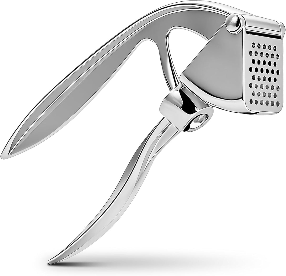 Premium Stainless Steel Garlic Press - Heavy-Duty Professional Garlic Mincer Crusher with Ergonomic Handle, Rust-Proof, Dishwasher Safe, Easy to Squeeze & Clean - Silver
