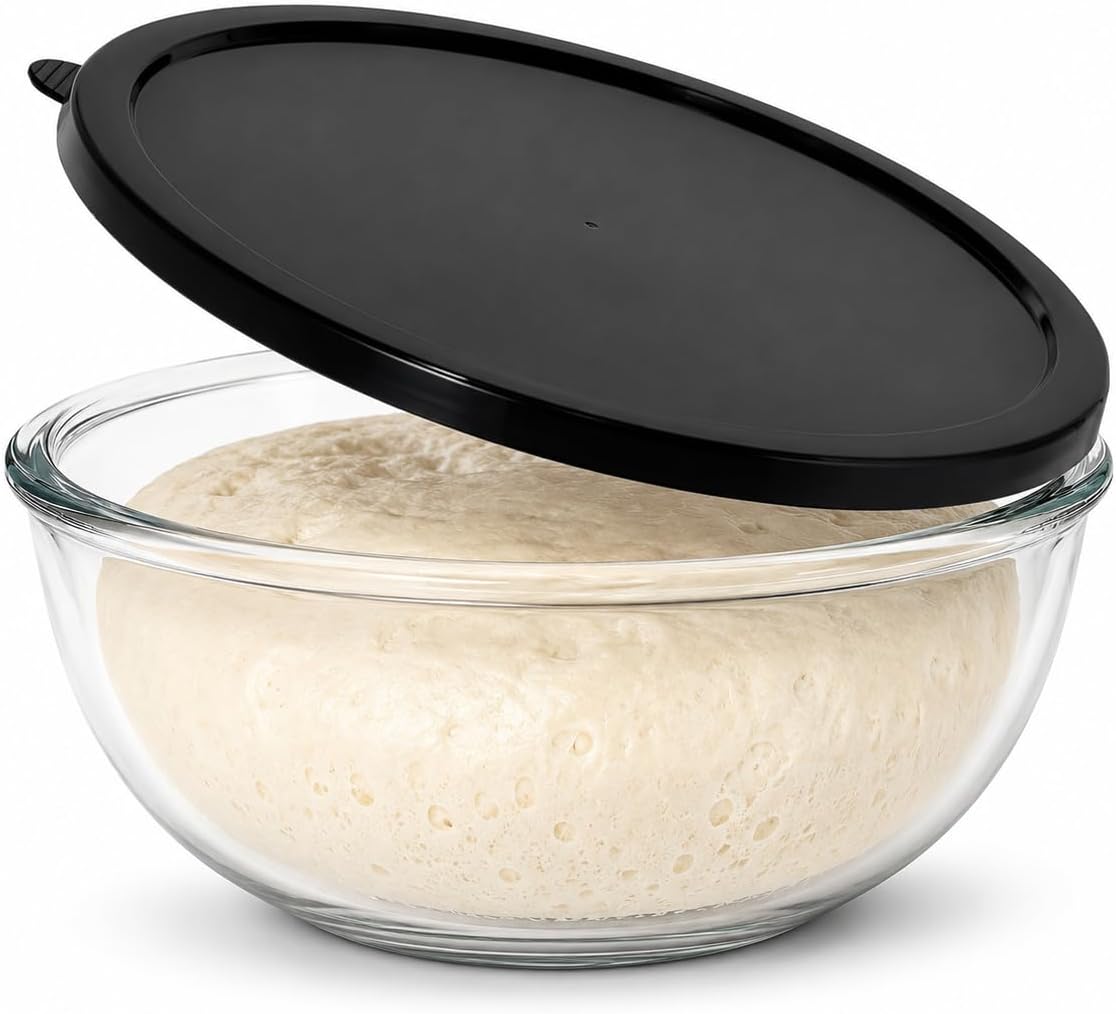 6.2QT Glass Sourdough Proofing Bowl with Lid, Large Mixing Bowl for Bread Dough Fermentation, Clear Borosilicate Glass Bowl for Baking, Salad, Meal Prep & Food Storage