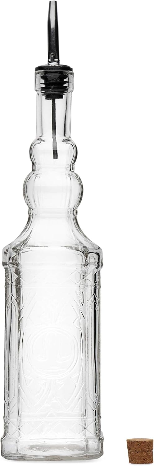 Large Clear Decorative Glass Bottle with Spout and Cork, 32oz, 1 Bottle - Design: Kristal (3in X 11.9in)