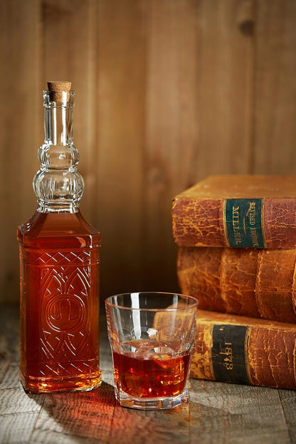 Large Clear Decorative Glass Bottle with Spout and Cork, 32oz, 1 Bottle - Design: Kristal (3in X 11.9in)