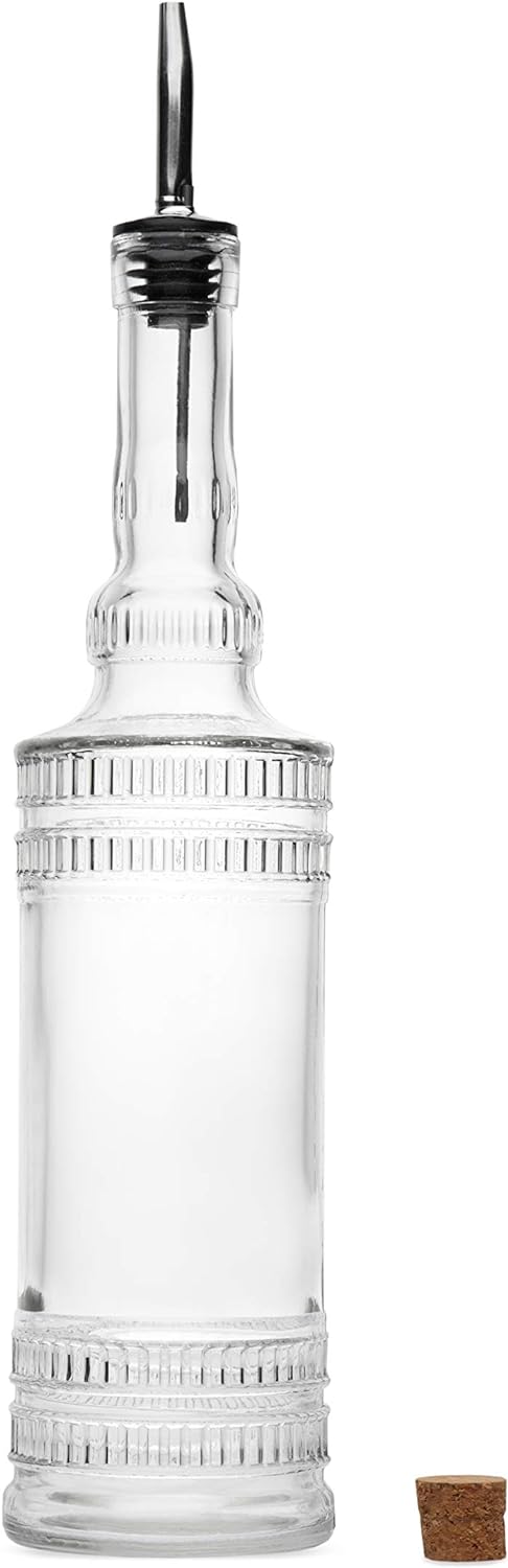 Large Clear Decorative Glass Bottle with Spout and Cork, 32oz, 1 Bottle - Design: Kristal (3in X 11.9in)