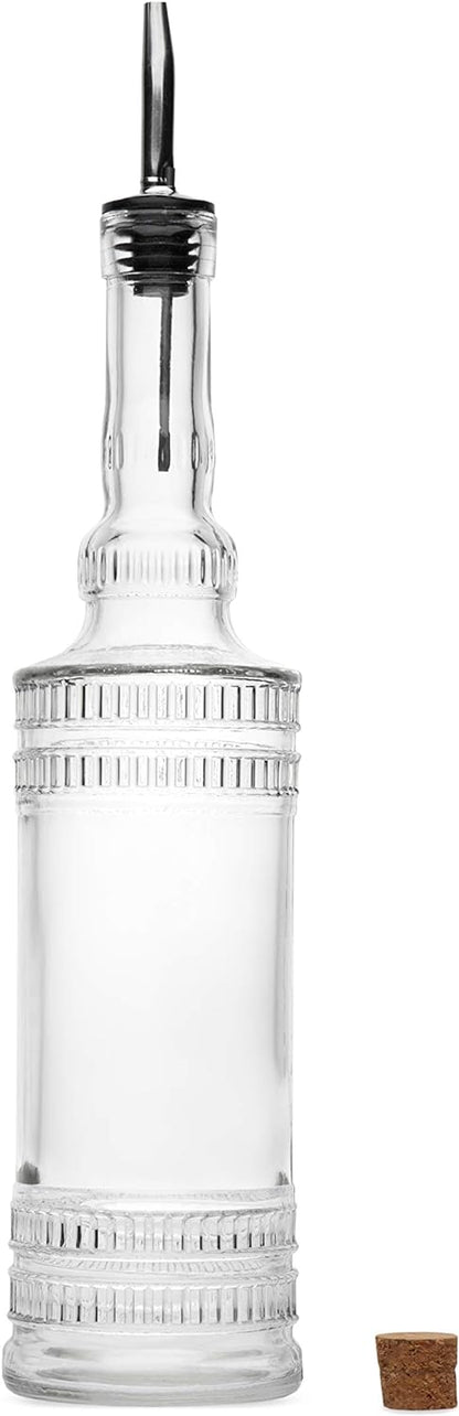 Large Clear Decorative Glass Bottle with Spout and Cork, 32oz, 1 Bottle - Design: Kristal (3in X 11.9in)