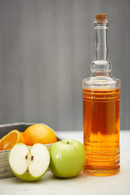 Large Clear Decorative Glass Bottle with Spout and Cork, 32oz, 1 Bottle - Design: Kristal (3in X 11.9in)