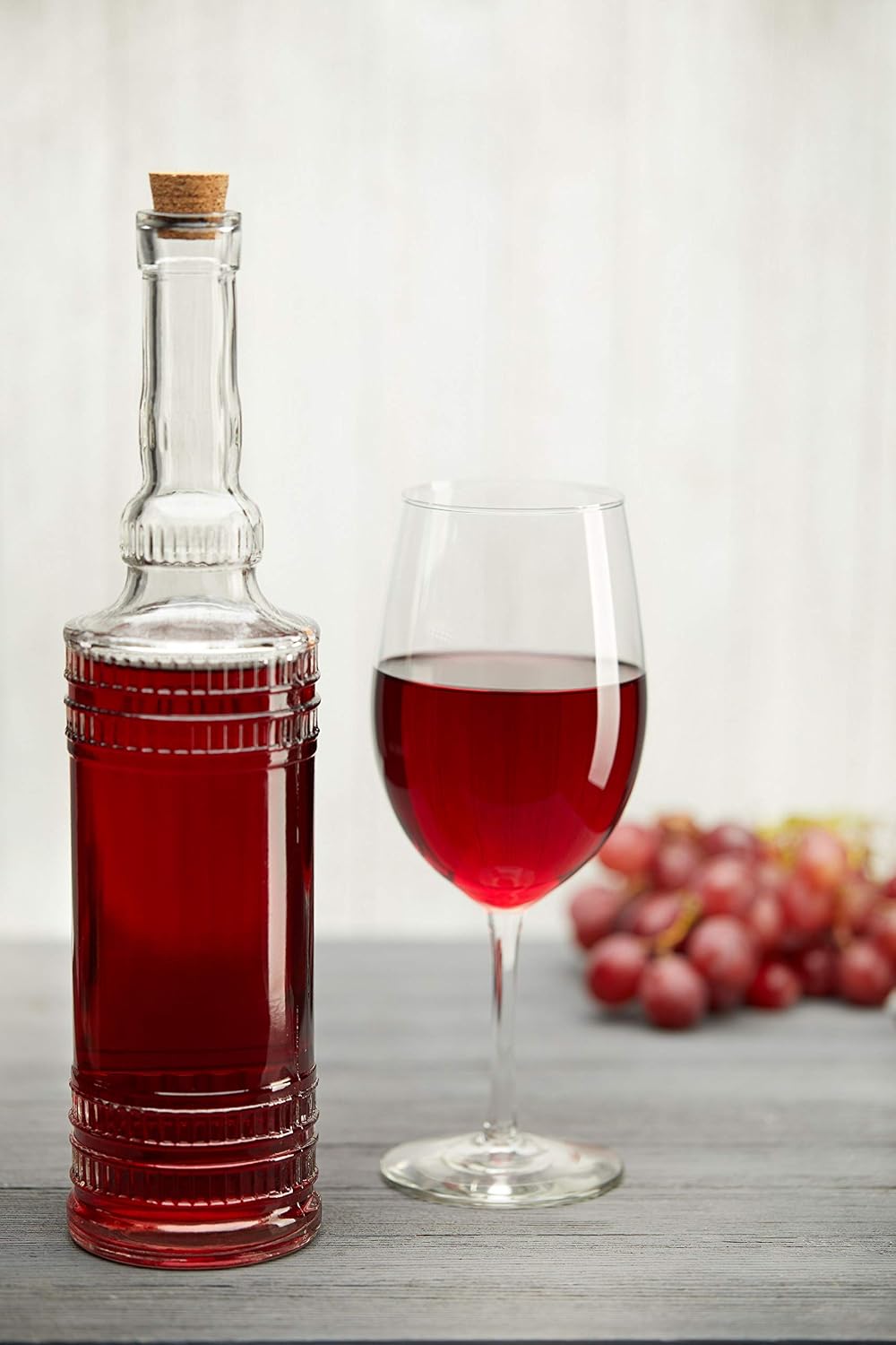 Large Clear Decorative Glass Bottle with Spout and Cork, 32oz, 1 Bottle - Design: Kristal (3in X 11.9in)