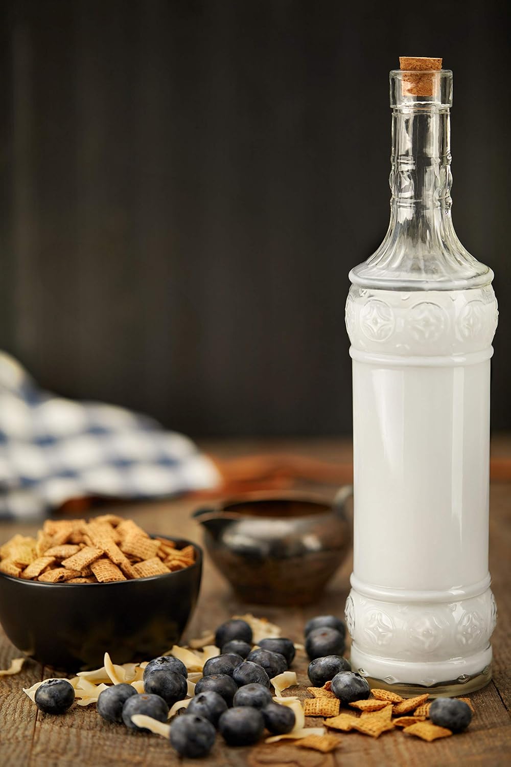 Large Clear Decorative Glass Bottle with Spout and Cork, 32oz, 1 Bottle - Design: Kristal (3in X 11.9in)