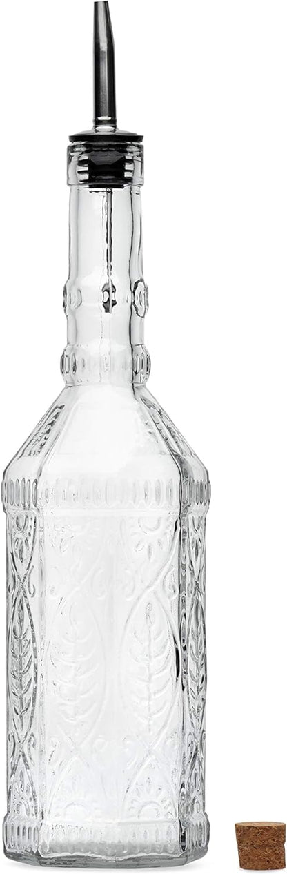 Large Clear Decorative Glass Bottle with Spout and Cork, 32oz, 1 Bottle - Design: Kristal (3in X 11.9in)