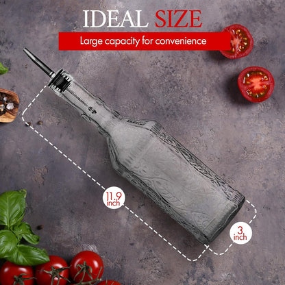 Large Clear Decorative Glass Bottle with Spout and Cork, 32oz, 1 Bottle - Design: Kristal (3in X 11.9in)