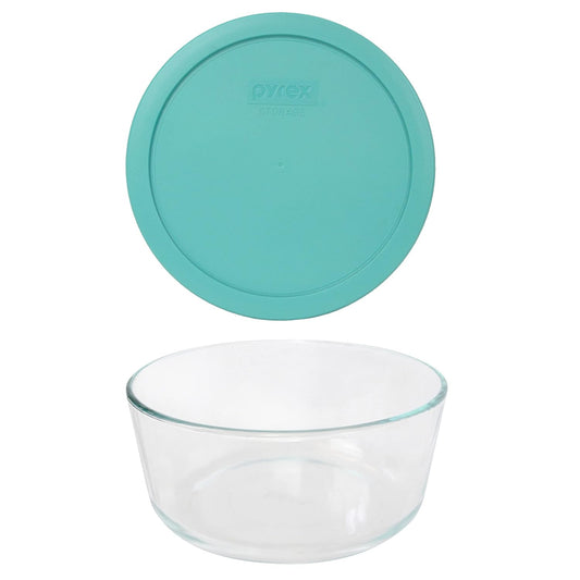 7203 (7-Cup) Glass Bowl with Turquoise Lid - Made in USA | BPA-Free Plastic | Top-Rack Dishwasher Safe | Refrigerator & Freezer Safe | Leak-Resistant Design | Food Storage