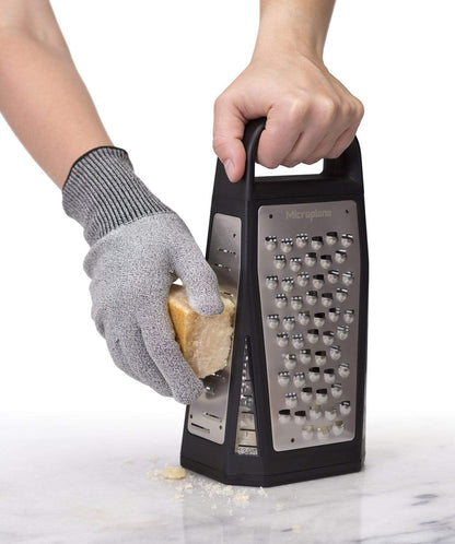 Elite Five Blade Box Grater with Measuring Cup Base, Five Grating Surfaces Including Fine, Coarse, Double-Sided Ribbon, Ultra-Coarse, and Slicer - Black