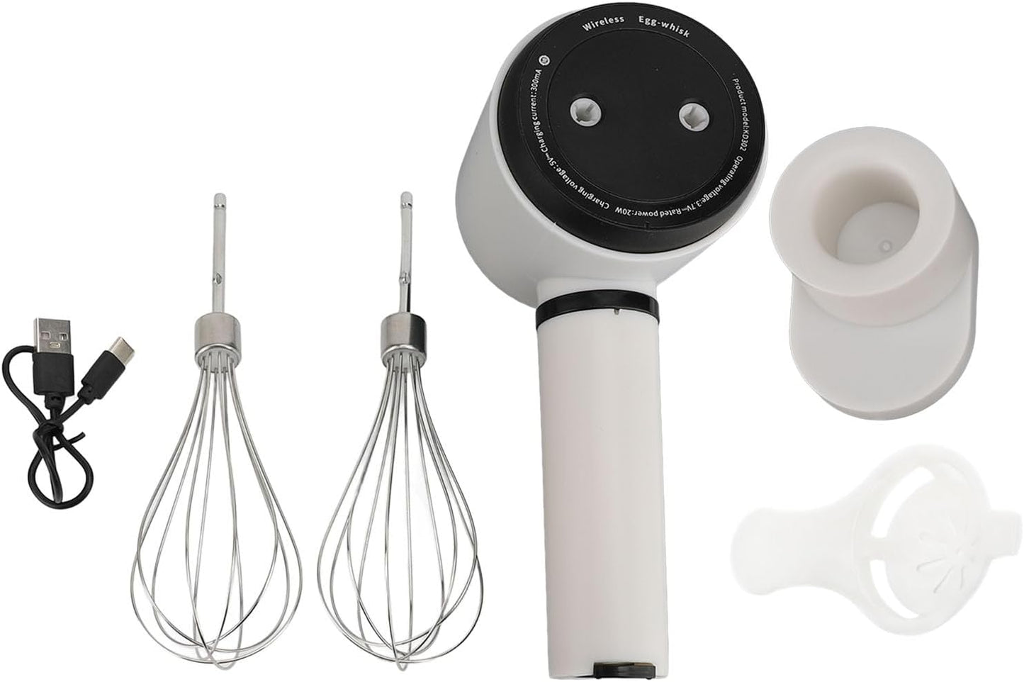 Cordless Electric Hand Mixer Dual Whisk Hand Mixer, Stainless Steel USB Rechargeable Low Speed Cordless Electric Hand Whisk for Baking Kitchen Whipping Mixing Egg Cake Dough