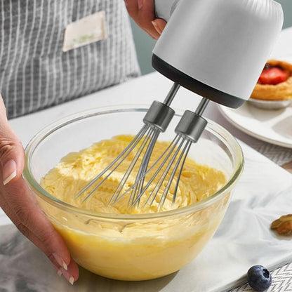 Cordless Electric Hand Mixer Dual Whisk Hand Mixer, Stainless Steel USB Rechargeable Low Speed Cordless Electric Hand Whisk for Baking Kitchen Whipping Mixing Egg Cake Dough