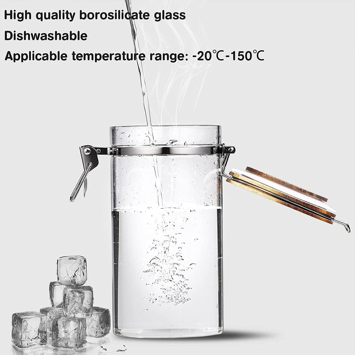 Yangbaga Coffee Canister with Shelf: 2P 45OZ Glass Airtight Coffee Holder | Large Capacity Coffee Container w/Acacia Scoop - Kitchen Food Storage Jar for Ground Coffee/Tea/Sugar/Cereal/Nuts/Coffee Bar