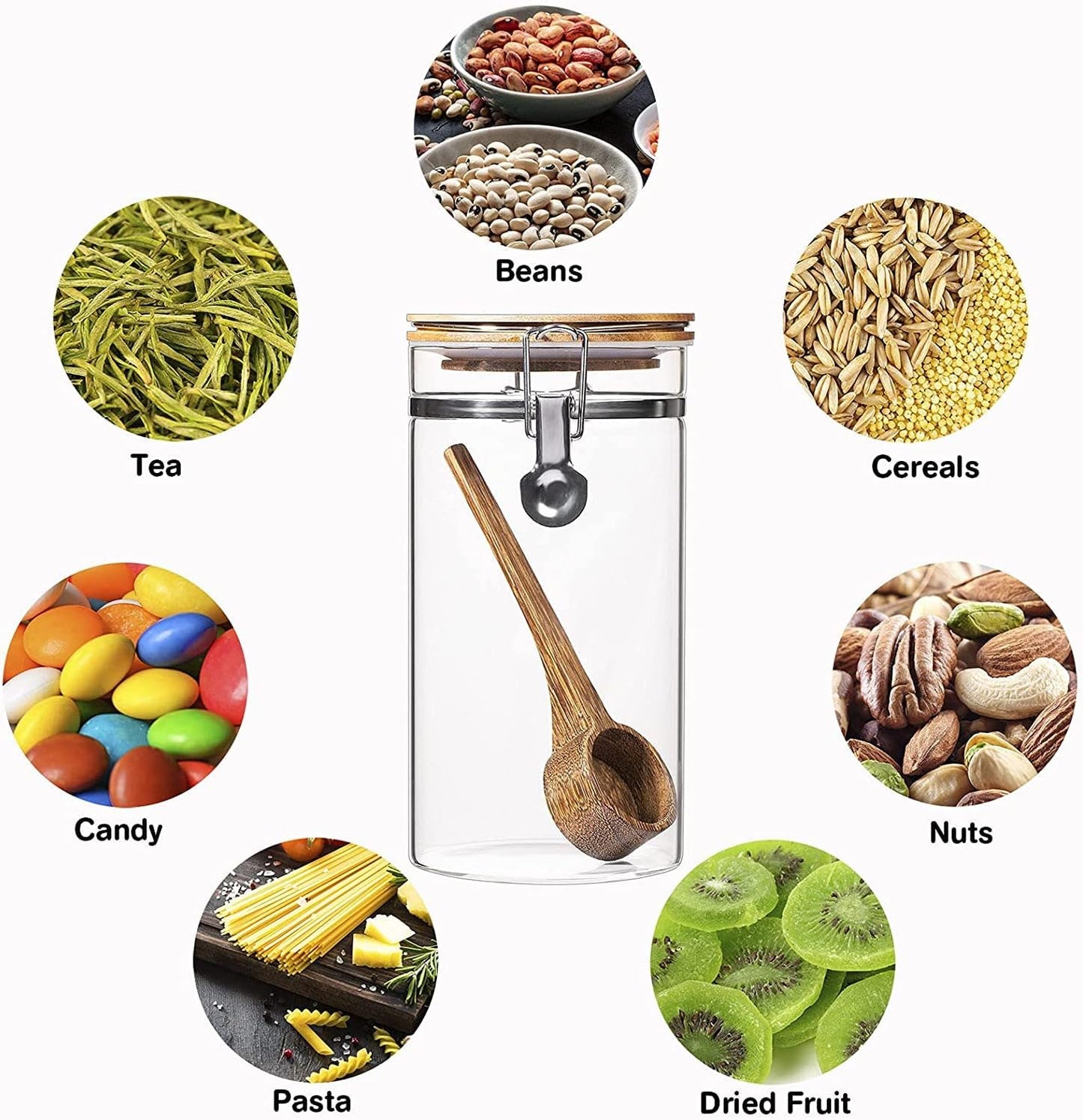 Yangbaga Coffee Canister with Shelf: 2P 45OZ Glass Airtight Coffee Holder | Large Capacity Coffee Container w/Acacia Scoop - Kitchen Food Storage Jar for Ground Coffee/Tea/Sugar/Cereal/Nuts/Coffee Bar