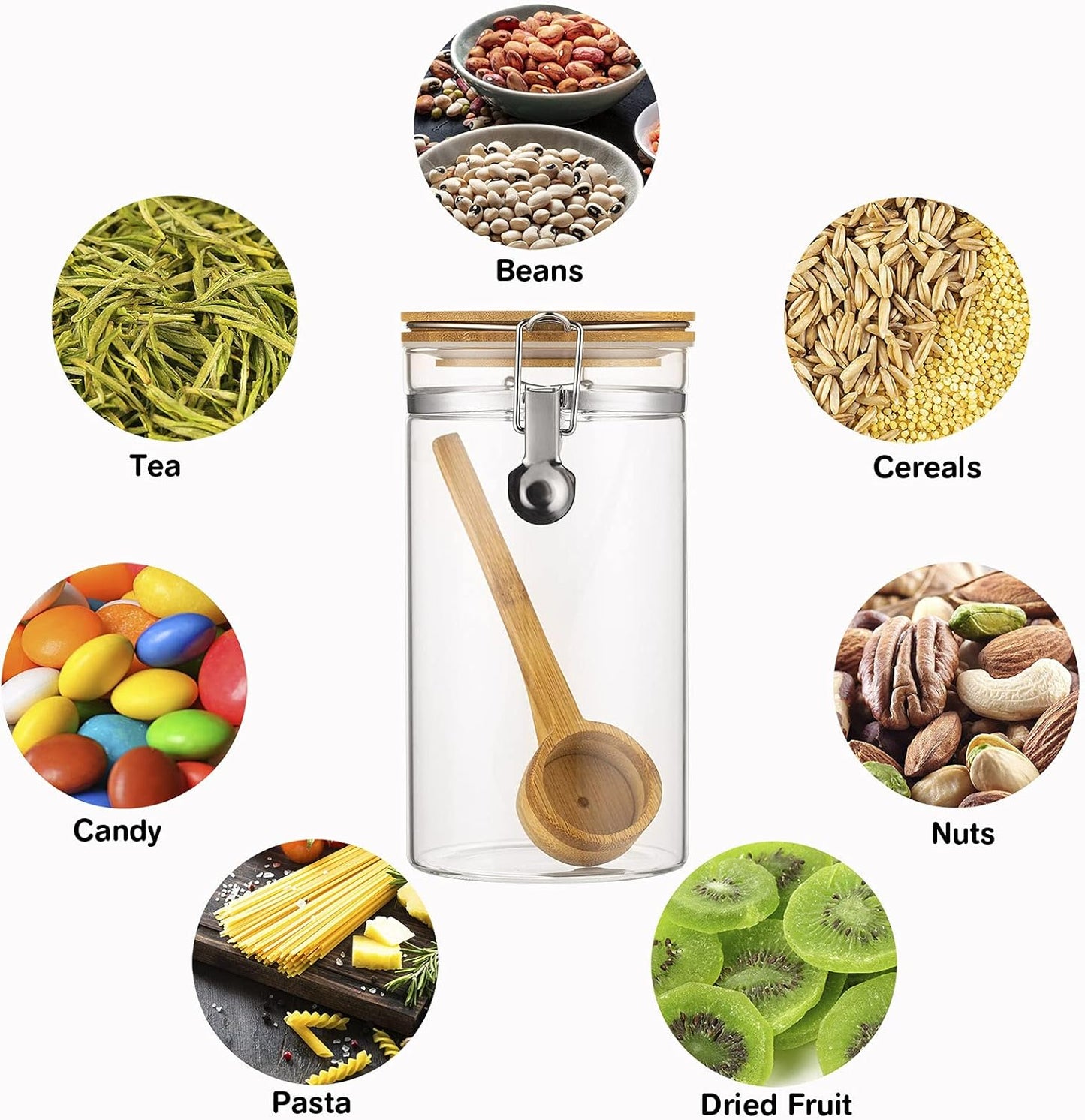 Yangbaga Coffee Canister with Shelf: 2P 45OZ Glass Airtight Coffee Holder | Large Capacity Coffee Container w/Acacia Scoop - Kitchen Food Storage Jar for Ground Coffee/Tea/Sugar/Cereal/Nuts/Coffee Bar
