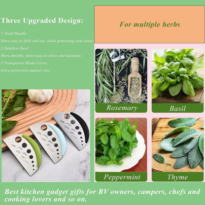 Herb Stripper and Herb Cutter 2 in 1,Herb Stripping Tool Herb Chopper Cilantro Chopper Best Kitchen Gadgets Presents for RV Owners Campers Chefs and Cooking Lovers,1PCS,Green,Stainless Steel