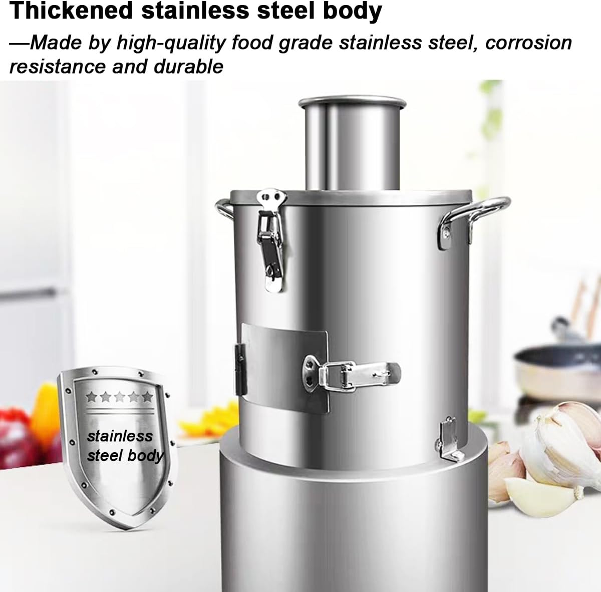 110V Portable Whole Dry Garlic Peeling Machine 200W Thickened Stainless Steel Electric Garlic Peeler Automatic Powerful Garlic Separator for Home and Commercial Use