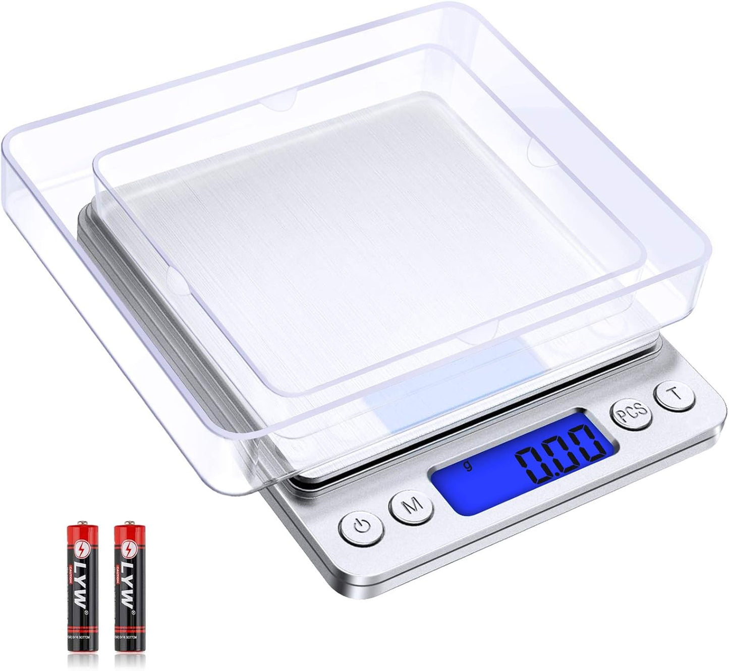Digital Kitchen Scale 500g/0.01g, High Precision Cooking Food Scale, Mini Gram Scale with LCD Display, 2 Trays, 6 Units, Auto Off, Tare Function, Christmas Gift (Batteries Included) (Black)
