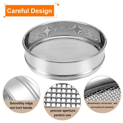 10 Mesh Lab Sieve, 8" Diameter Test Sieve 304 Stainless Steel Wire Cloth (2mm) for Industrial Laboratory - Colors B