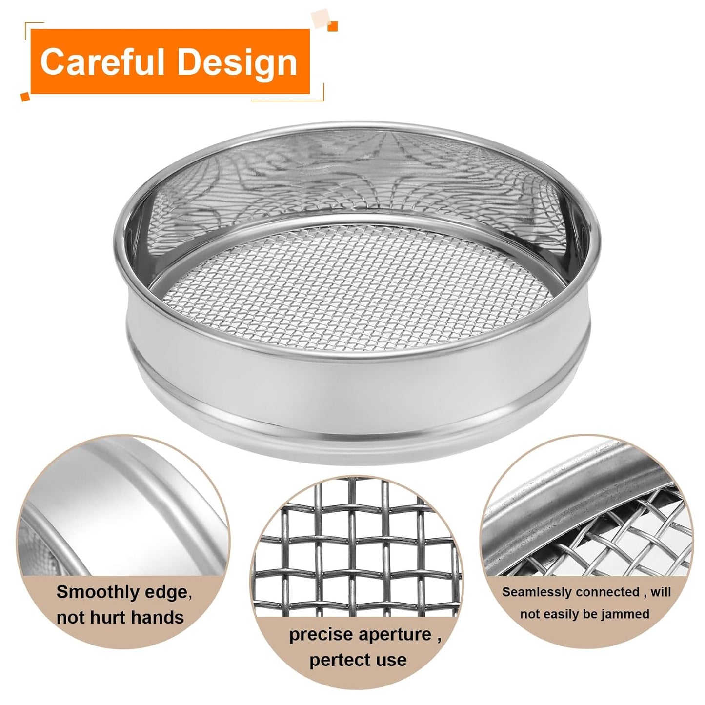 10 Mesh Lab Sieve, 8" Diameter Test Sieve 304 Stainless Steel Wire Cloth (2mm) for Industrial Laboratory - Colors B