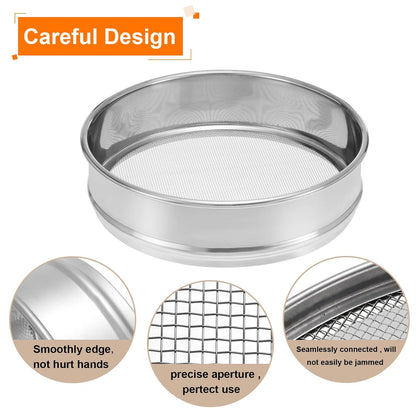 10 Mesh Lab Sieve, 8" Diameter Test Sieve 304 Stainless Steel Wire Cloth (2mm) for Industrial Laboratory - Colors B