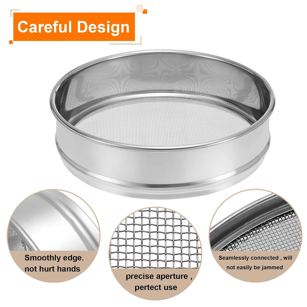 10 Mesh Lab Sieve, 8" Diameter Test Sieve 304 Stainless Steel Wire Cloth (2mm) for Industrial Laboratory - Colors B