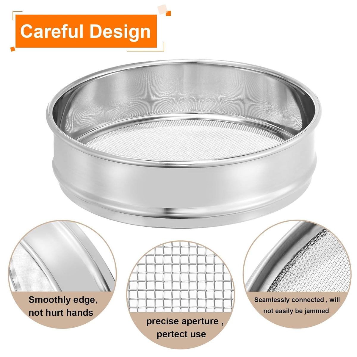 10 Mesh Lab Sieve, 8" Diameter Test Sieve 304 Stainless Steel Wire Cloth (2mm) for Industrial Laboratory - Colors B