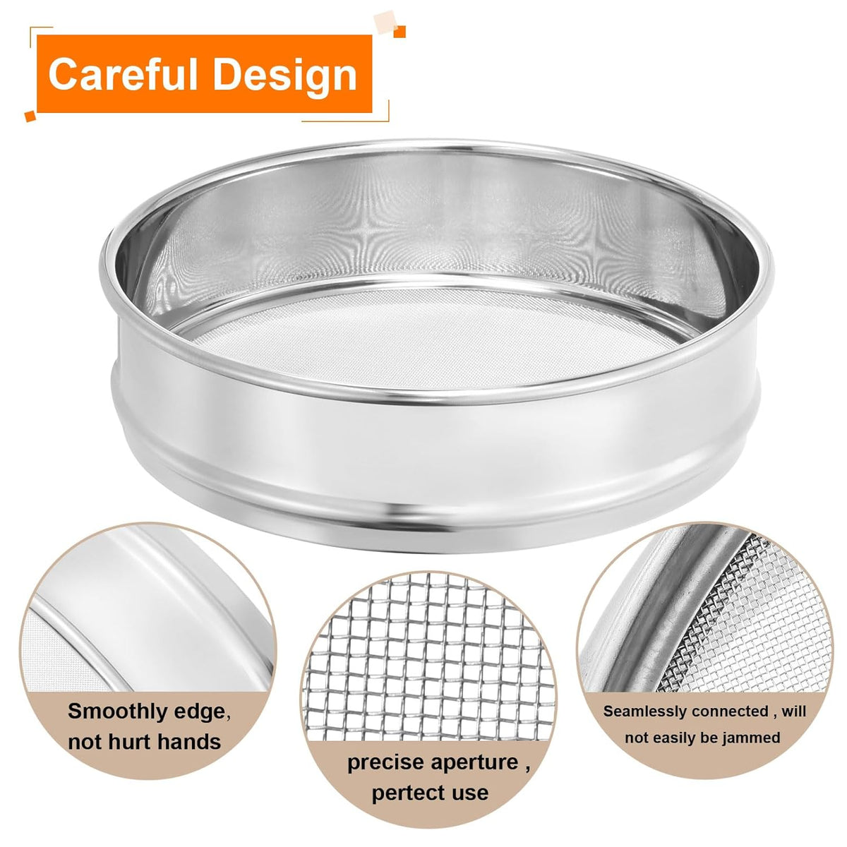 10 Mesh Lab Sieve, 8" Diameter Test Sieve 304 Stainless Steel Wire Cloth (2mm) for Industrial Laboratory - Colors B