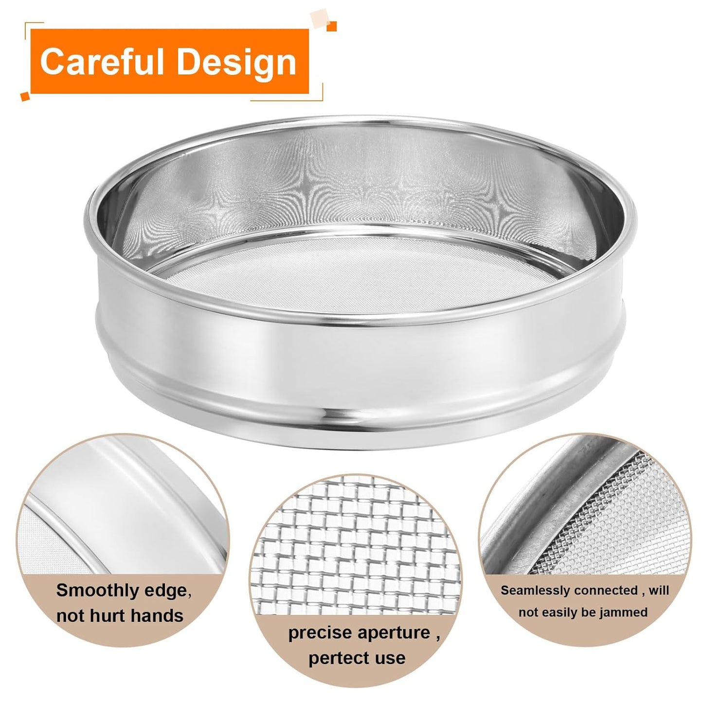 10 Mesh Lab Sieve, 8" Diameter Test Sieve 304 Stainless Steel Wire Cloth (2mm) for Industrial Laboratory - Colors B