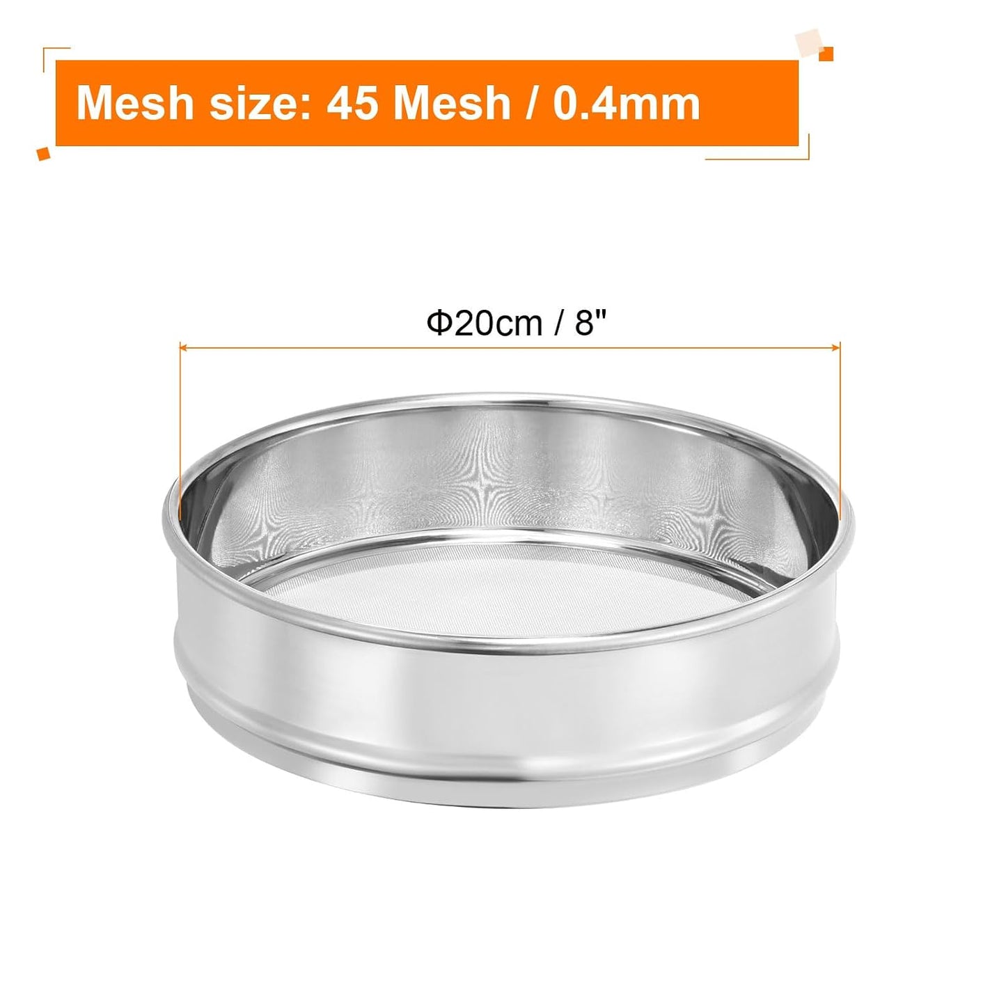 10 Mesh Lab Sieve, 8" Diameter Test Sieve 304 Stainless Steel Wire Cloth (2mm) for Industrial Laboratory - Colors B
