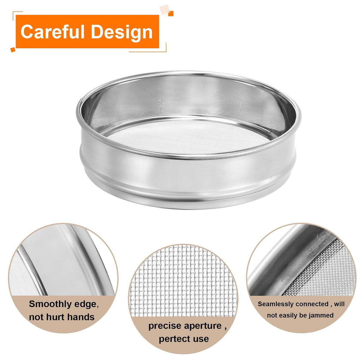 10 Mesh Lab Sieve, 8" Diameter Test Sieve 304 Stainless Steel Wire Cloth (2mm) for Industrial Laboratory - Colors B