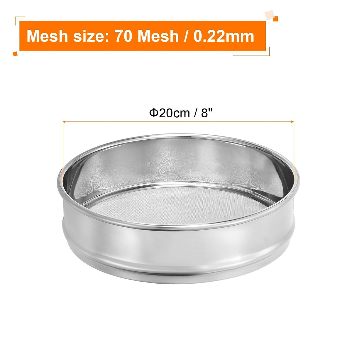 10 Mesh Lab Sieve, 8" Diameter Test Sieve 304 Stainless Steel Wire Cloth (2mm) for Industrial Laboratory - Colors B