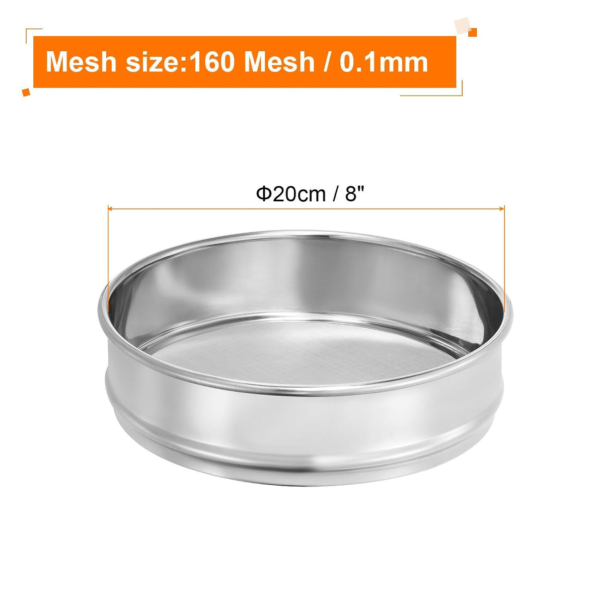 10 Mesh Lab Sieve, 8" Diameter Test Sieve 304 Stainless Steel Wire Cloth (2mm) for Industrial Laboratory - Colors B