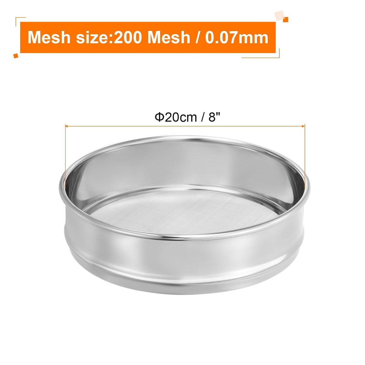 10 Mesh Lab Sieve, 8" Diameter Test Sieve 304 Stainless Steel Wire Cloth (2mm) for Industrial Laboratory - Colors B