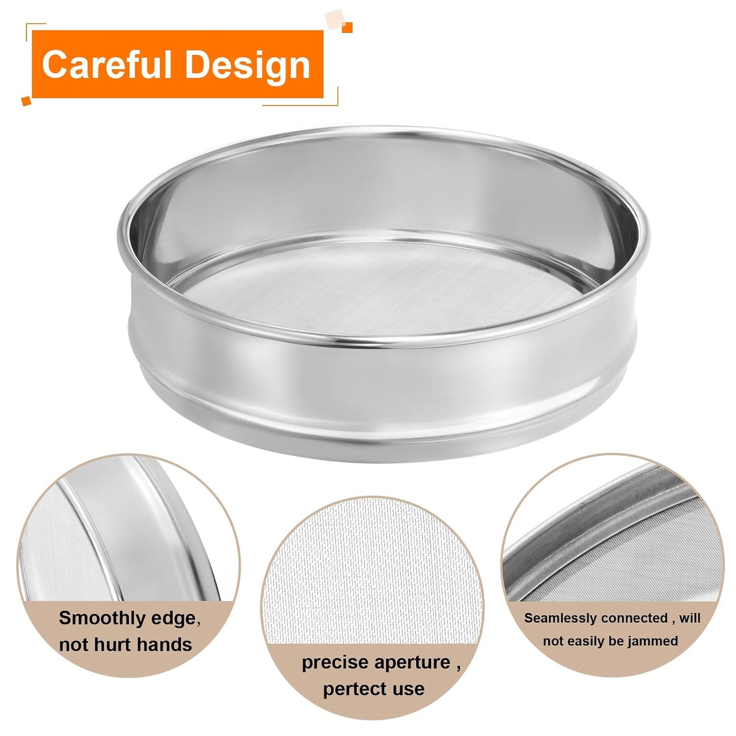 10 Mesh Lab Sieve, 8" Diameter Test Sieve 304 Stainless Steel Wire Cloth (2mm) for Industrial Laboratory - Colors B