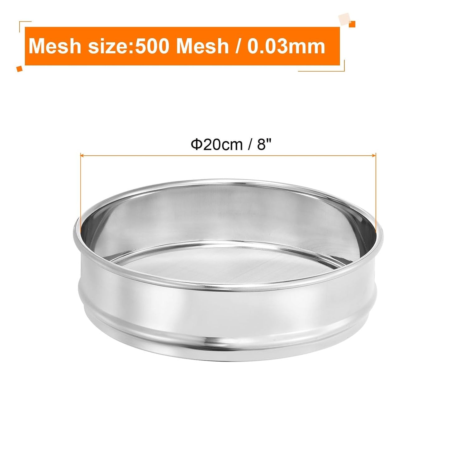 10 Mesh Lab Sieve, 8" Diameter Test Sieve 304 Stainless Steel Wire Cloth (2mm) for Industrial Laboratory - Colors B