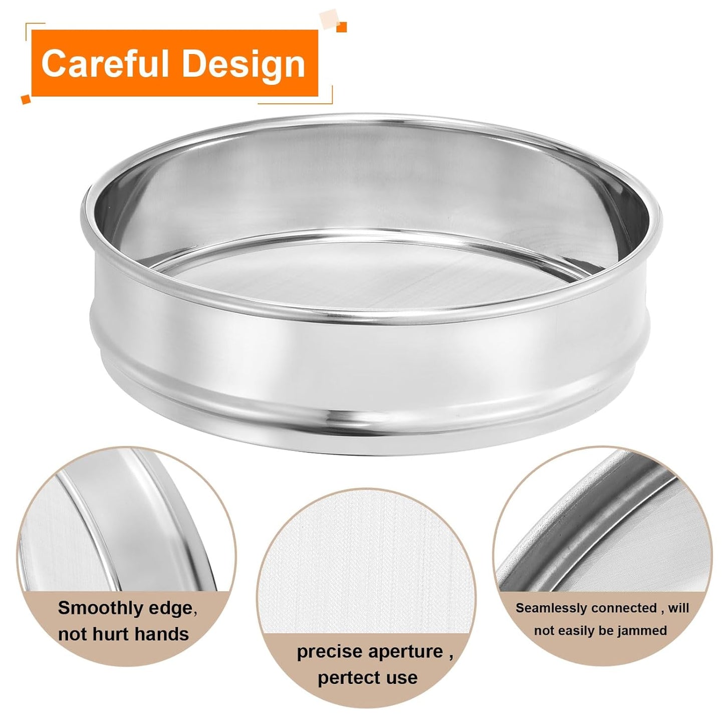 10 Mesh Lab Sieve, 8" Diameter Test Sieve 304 Stainless Steel Wire Cloth (2mm) for Industrial Laboratory - Colors B