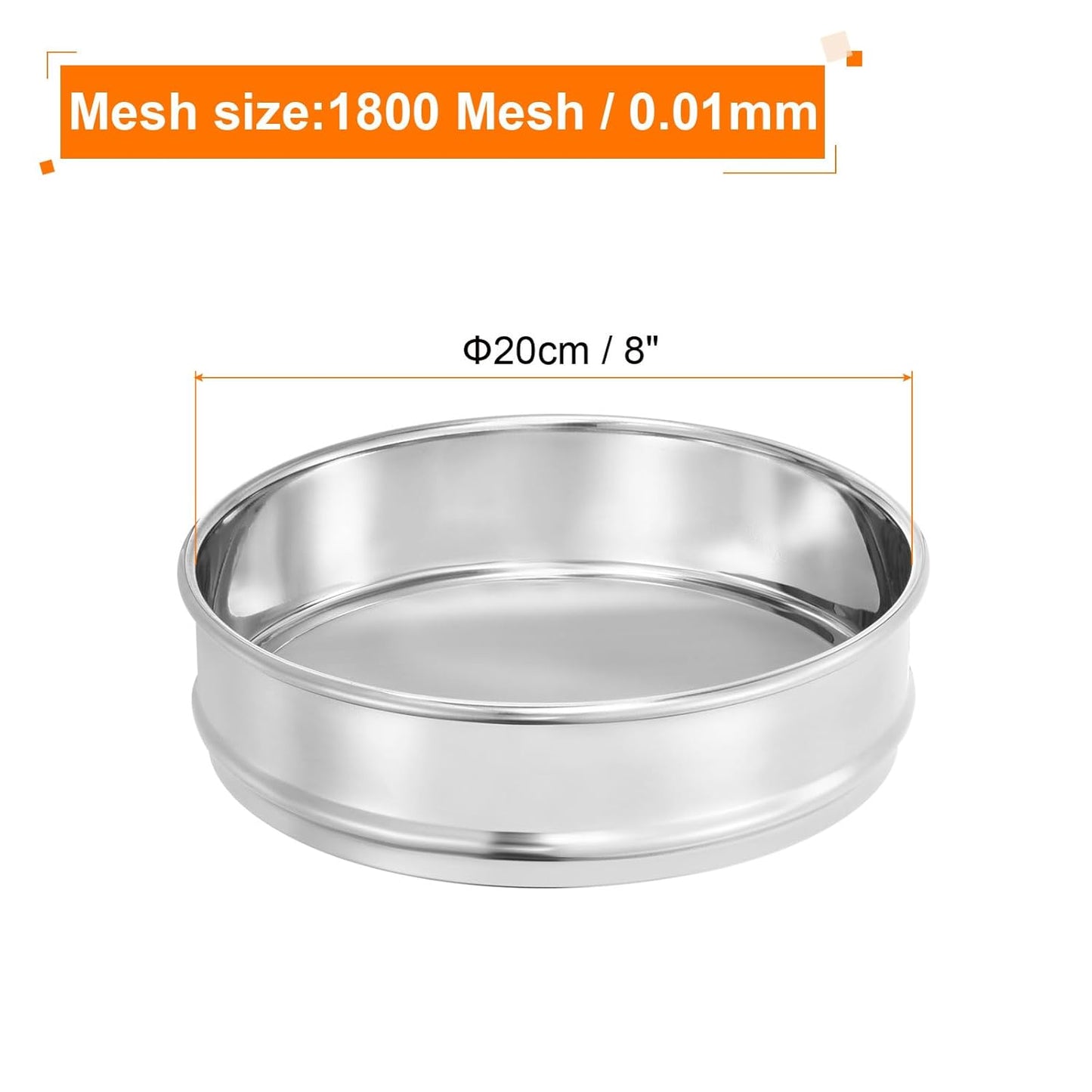 10 Mesh Lab Sieve, 8" Diameter Test Sieve 304 Stainless Steel Wire Cloth (2mm) for Industrial Laboratory - Colors B