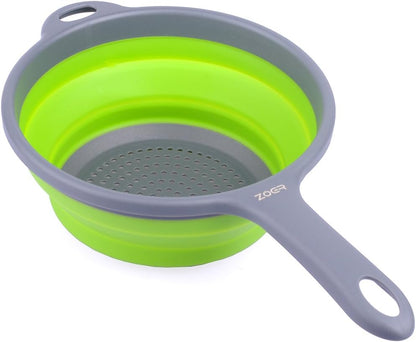 Kitchen Foldable Pasta Strainers,Collapsible Colanders with Handles,Space-Saver Folding Silicone Strainers Colander,Capacity of 2 quart (Green)