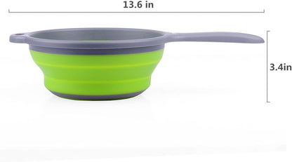 Kitchen Foldable Pasta Strainers,Collapsible Colanders with Handles,Space-Saver Folding Silicone Strainers Colander,Capacity of 2 quart (Green)