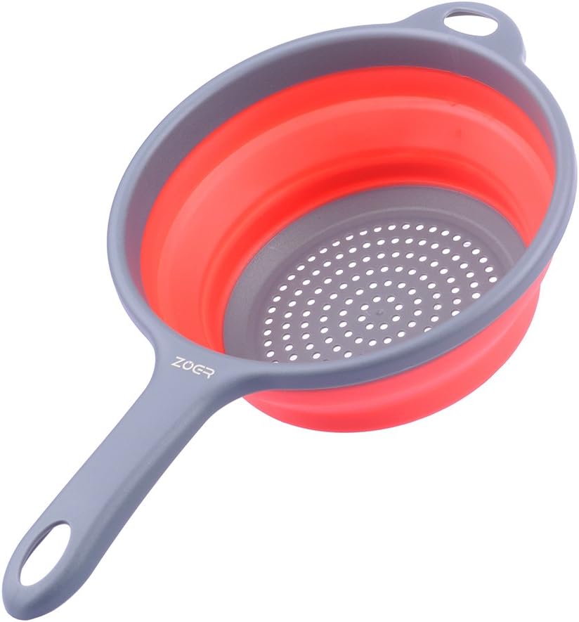 Kitchen Foldable Pasta Strainers,Collapsible Colanders with Handles,Space-Saver Folding Silicone Strainers Colander,Capacity of 2 quart (Green)