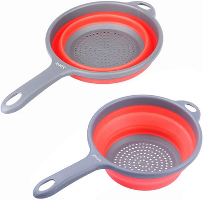 Kitchen Foldable Pasta Strainers,Collapsible Colanders with Handles,Space-Saver Folding Silicone Strainers Colander,Capacity of 2 quart (Green)