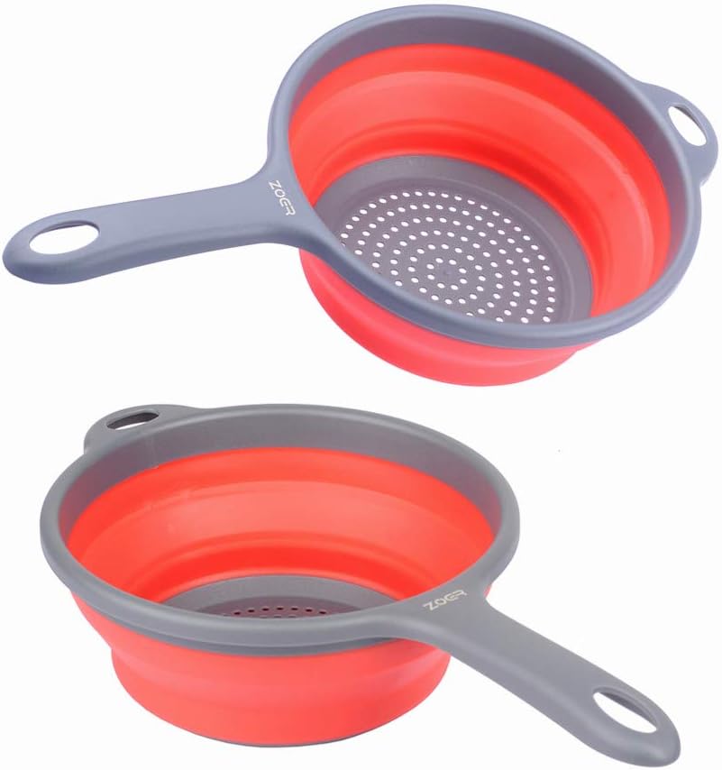 Kitchen Foldable Pasta Strainers,Collapsible Colanders with Handles,Space-Saver Folding Silicone Strainers Colander,Capacity of 2 quart (Green)